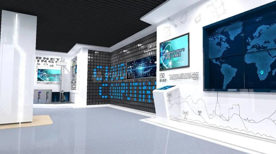 智启未来 经典蓝白与多媒体交融的城市智慧展厅设计